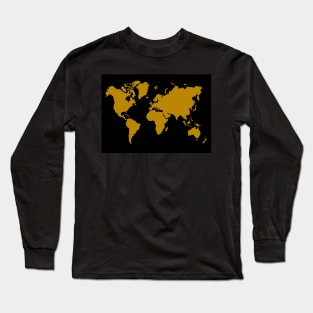 Black and gold world map Long Sleeve T-Shirt